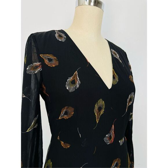 Madewell Womens 0 Peacock Feather Print Poppy Dress - Picture 7 of 10